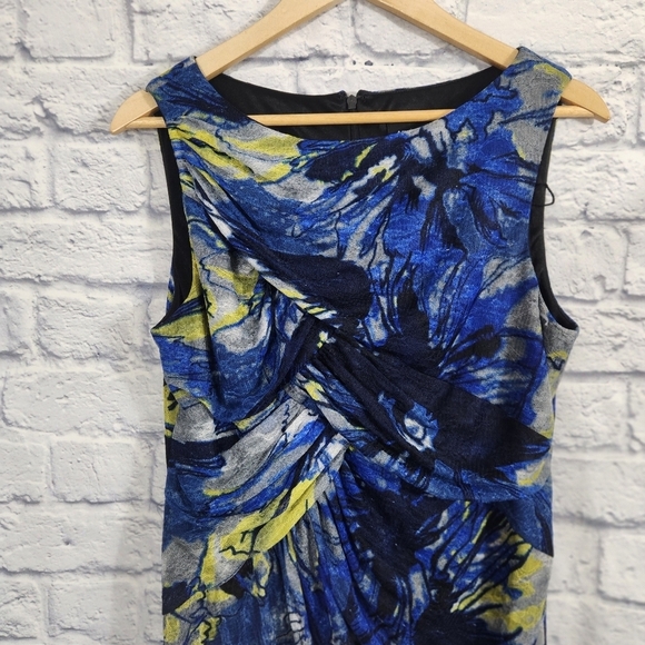 Adrianna Papell blue and yellow stretch mini dress - Picture 3 of 7